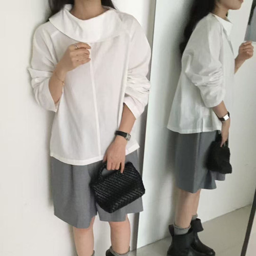 eter大翻领尖领宽松显瘦百搭衬衫女2026秋装新款设计感W253011