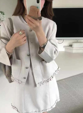 eter圆领小香外套女荷叶边短款法式上衣hemp2025秋装新款w253152