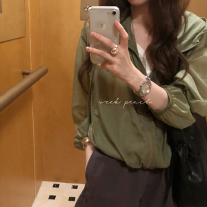 seekpeach薄款连帽防晒衣女东大门休闲慵懒风外套ins爆款夏小个子