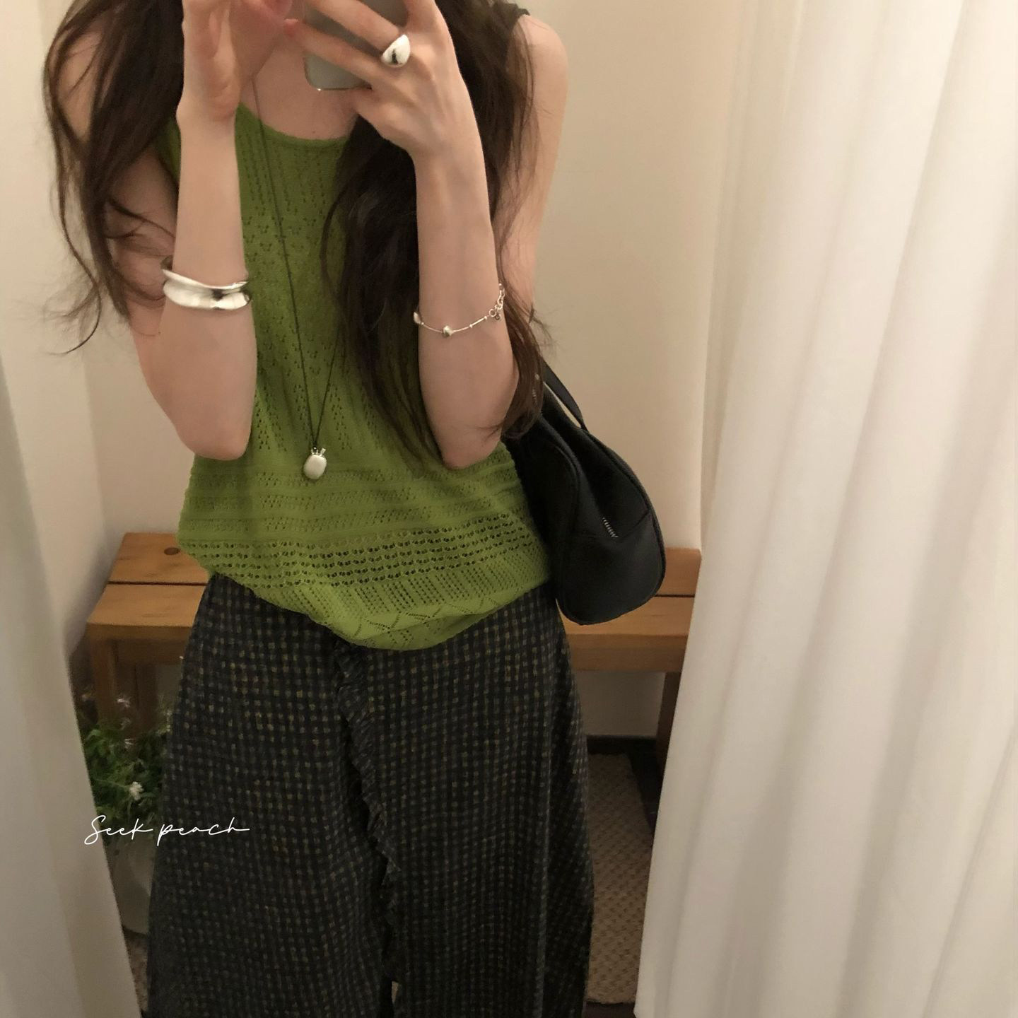 erume高级感天丝亚麻镂空钩花背心女韩版气质针织吊带2026夏6299