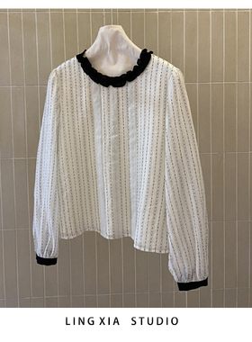 over rich蕾丝花边衬衫女长袖白色韩版超好看优雅法式泡泡袖小衫