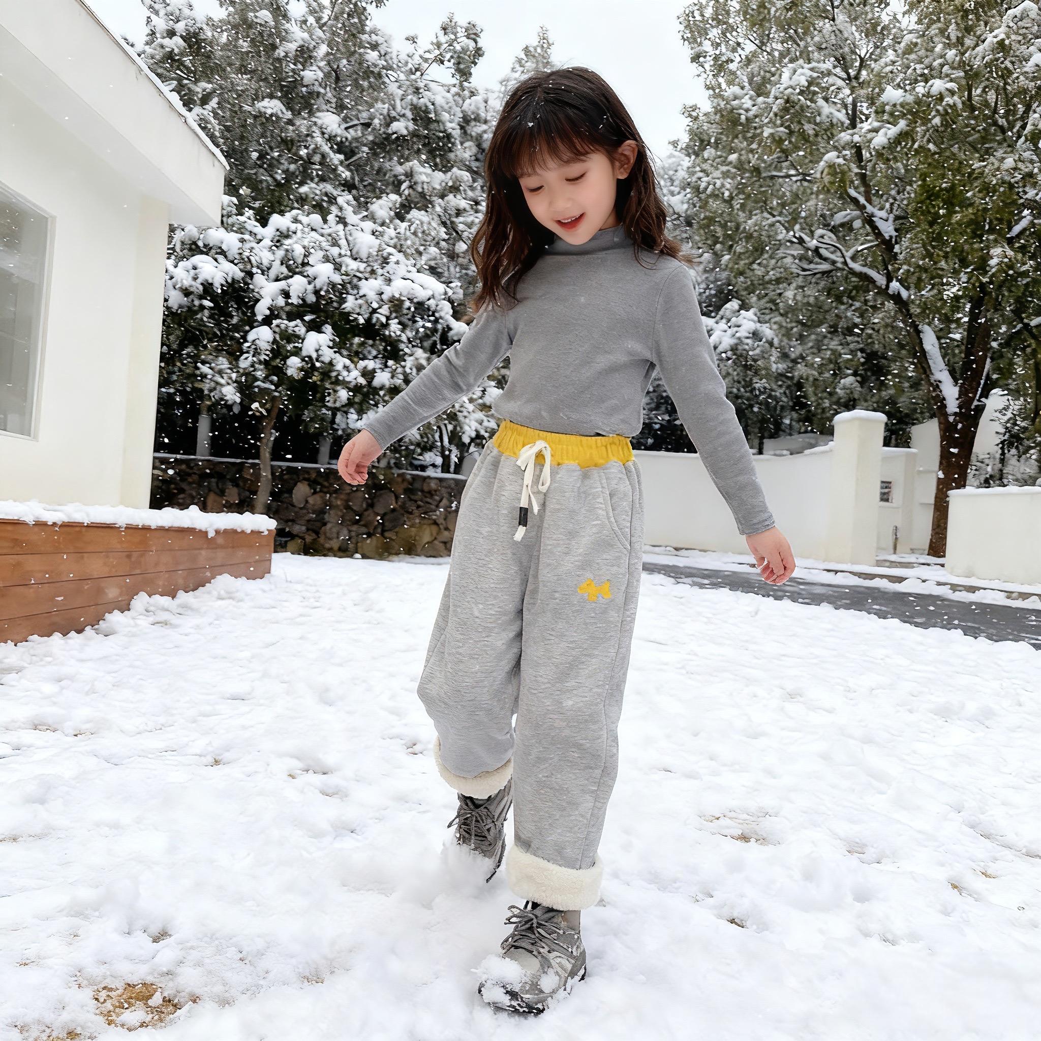 儿童加绒裤子冬季新款特厚欧棉绒中大男童女童灯芯绒长裤