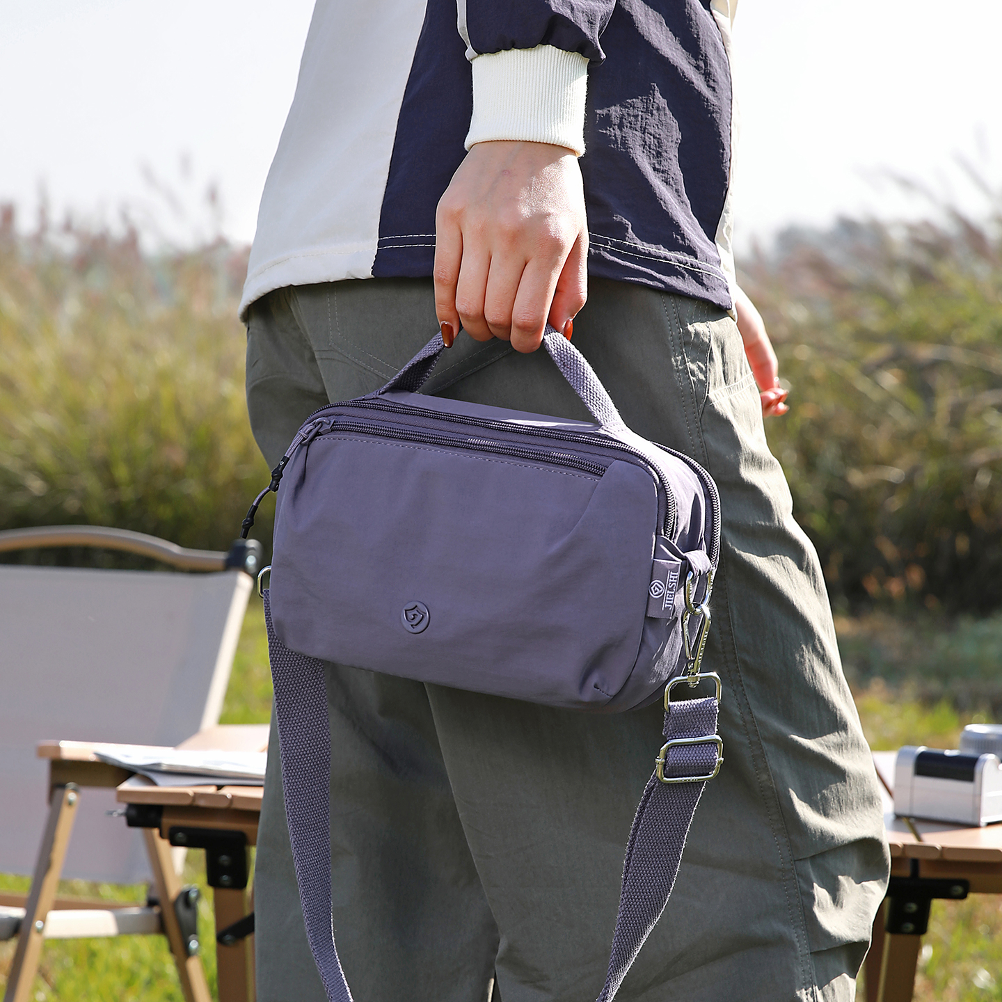 时尚手提包女百搭小包包简约休闲户外斜挎包牛津布多口袋单肩女包