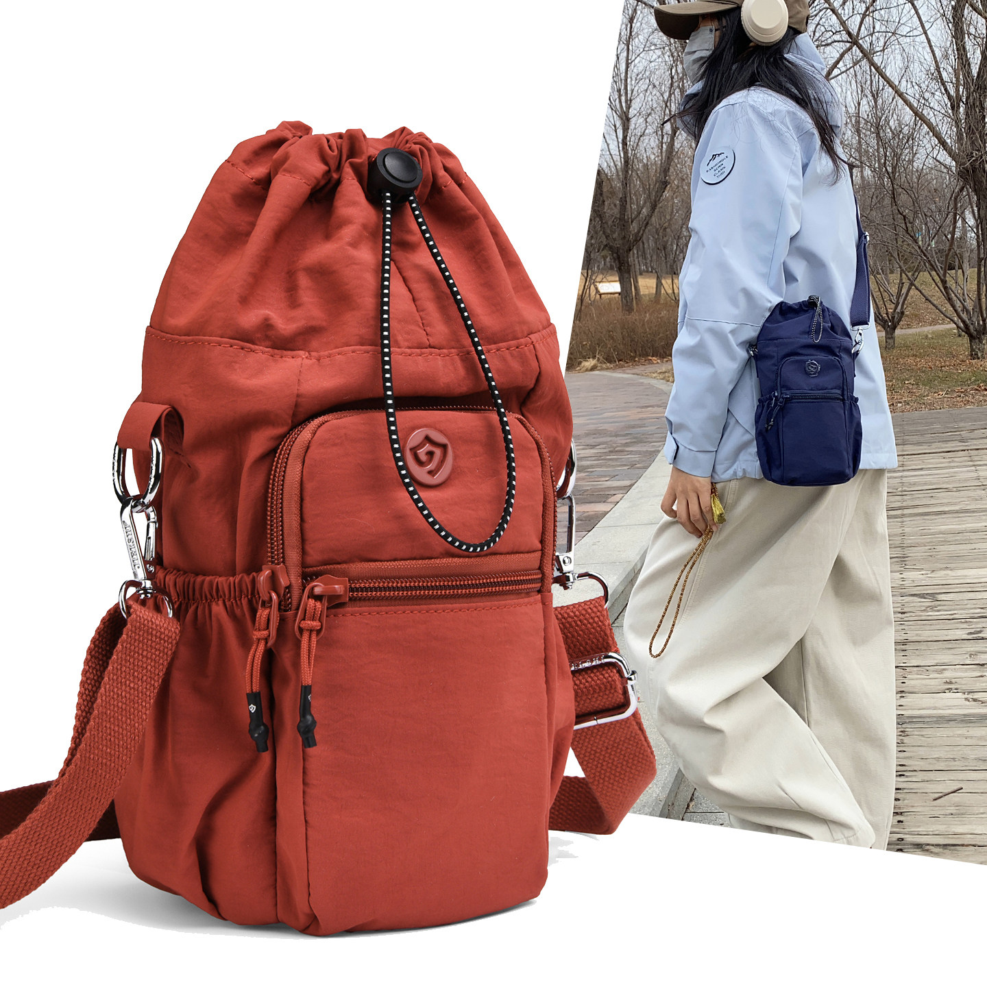 户外登山小包女百搭休闲牛津布单肩包迷你斜挎多功能水杯包帆布包,箱包皮具/热销女包/男包,水桶包,淘宝优惠券,粉丝福利购,淘宝优惠卷