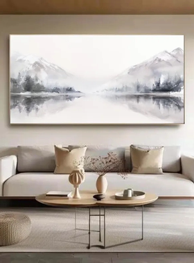 大芬村手绘油画抽象雪山水墨风山水风景客厅装饰画办公室书房挂画