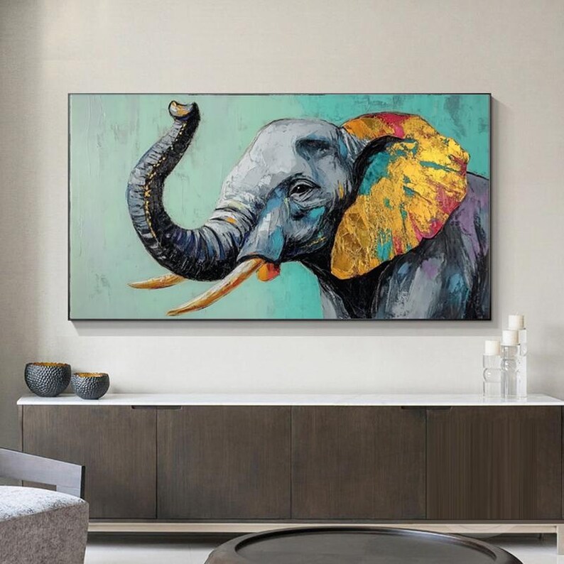 大芬村手绘油画抽象大象吉象如意好寓意客厅装饰画办公室书房挂画