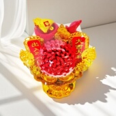 传统春节日煎堆摆件金蝶双喜财神三宝花堆茨菇开业乔迁喜事装 饰品