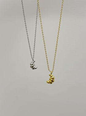 韩系牛角包吊坠项链金色银色ins风简约饰品小众设计冷淡风气质