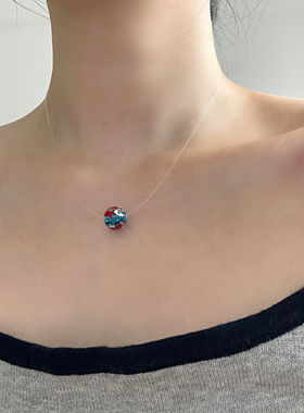 小众个性ins风琉璃金鱼可爱日系隐形鱼线项链锁骨链夏日饰品