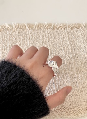 银色不规则戒指轻奢小众时尚高级感复古ins风Vintage指环