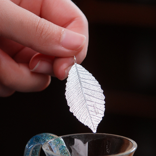 纯银999银叶子泡茶煮茶软化水质喝茶伴侣功夫茶具礼物 茶宠配件
