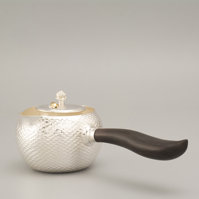 银壶 日本藏六造纯银999侧把银壶泡茶壶纯银公道杯纯银茶具