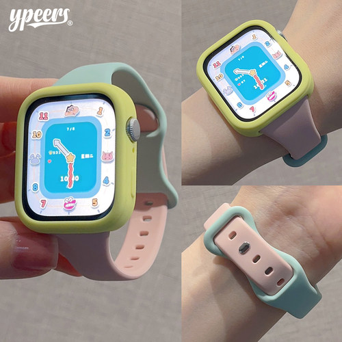 适用华为fit34pro手表撞色小蛮腰细款液态硅胶表带搭配保护软壳女