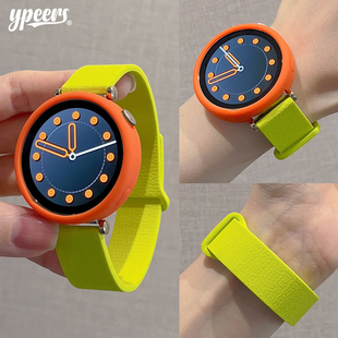 适用华为GT5 6手表荔枝纹磁吸硅胶运动表带41mm保护软壳gt4腕带