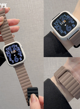 双拼色硅胶磁吸表带适用华为fit34pro手表专用配液态硅胶软壳男女