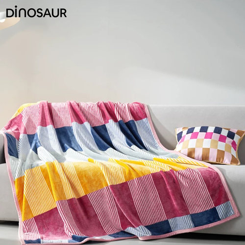 dinosuar秋冬法兰绒毯条纹