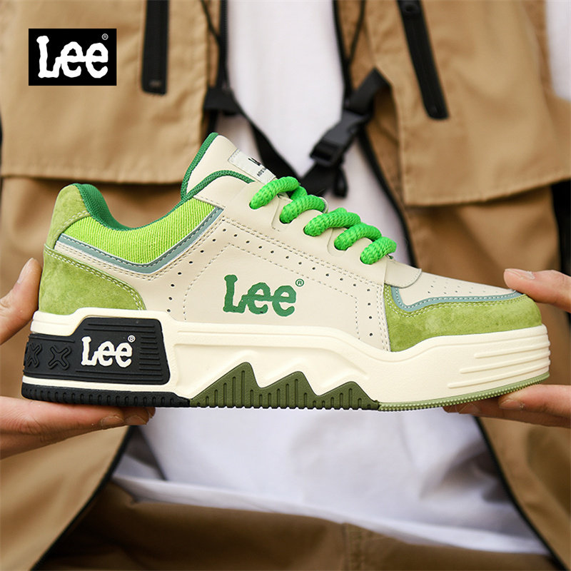 Lee官方正品男鞋2026新款时尚休闲运动板鞋真皮百搭厚底增高鞋子