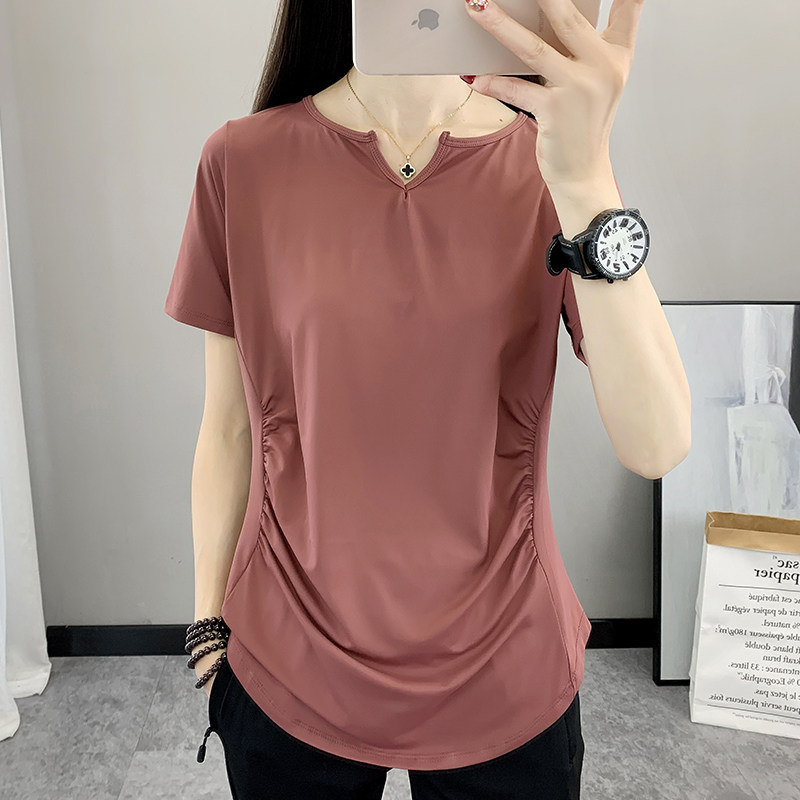 大码宽松胖mm显瘦短袖速干t恤衫女春夏户外运动跑步健身瑜伽罩衫