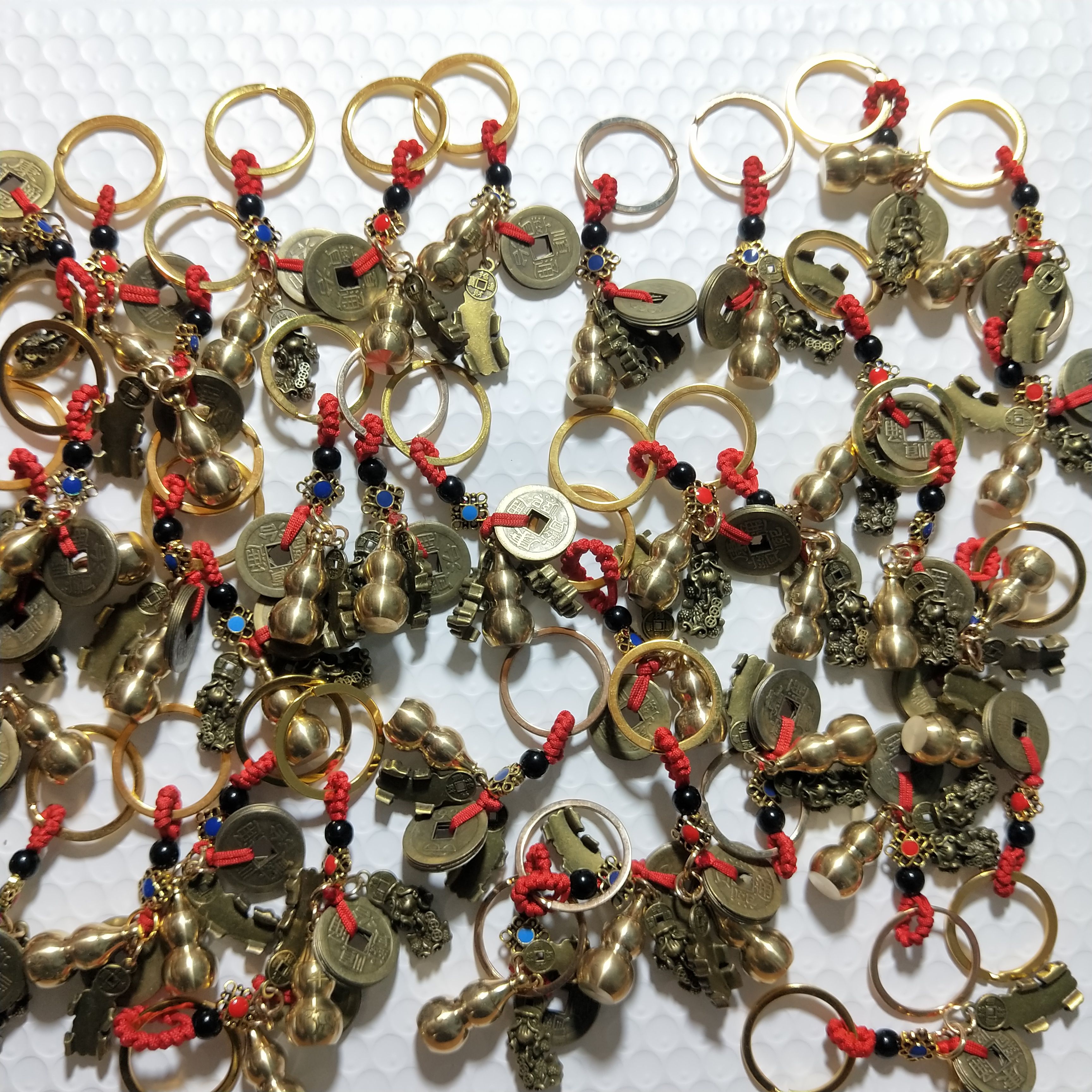 半斤价 葫芦五帝钱纯黄铜貔貅钥匙扣小挂饰空心生肖葫芦汽车挂件