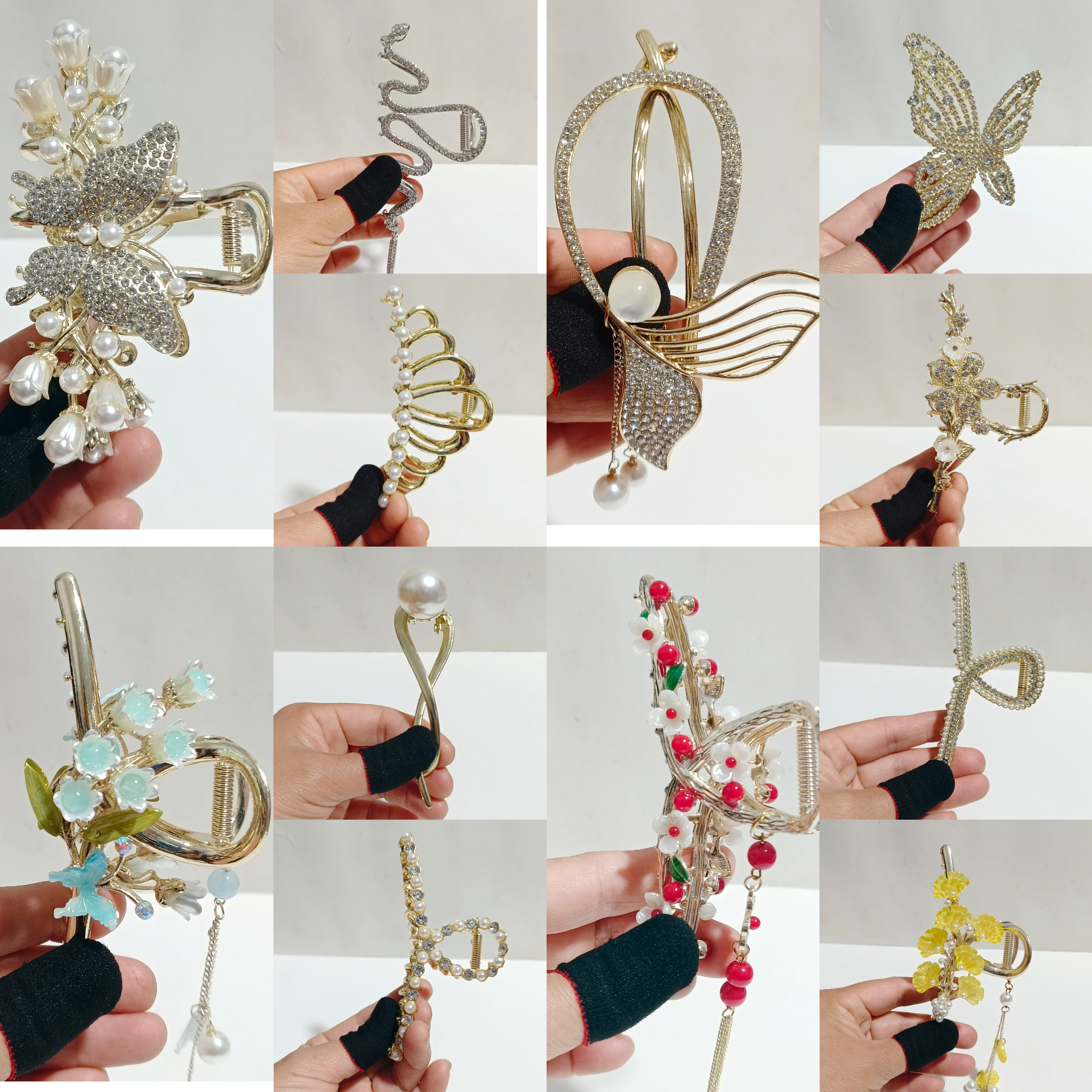 水钻花朵抓夹大号盘发鲨鱼夹金属发夹女夹子头饰发卡