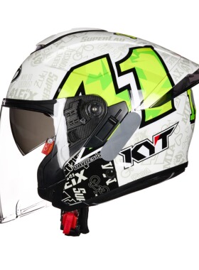 意大利KYT摩托车头盔机车双镜片男女士半盔冬季轻便防晒大码白色