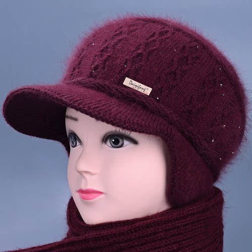 保暖帽女秋冬奶奶妈妈针织毛线帽