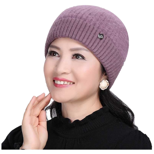 2025中老年女士帽秋冬天妈妈帽保暖针织帽子中年女奶奶毛线包头帽