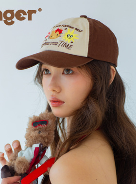 官方INGER原创设计恶搞hello kitty棕色刺绣美式KT拍照棒球帽子
