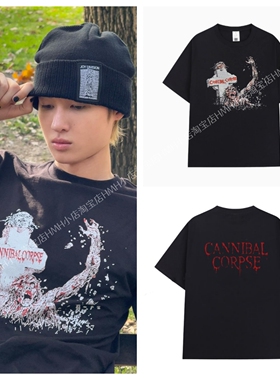CORTIS马丁Martin同款CANNIBAL CORPSE美式摇滚乐队短袖T恤上衣服
