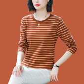 打底衫 秋衣外穿中年妈妈装 宽松遮肚上衣 t恤女士2025新款 纯棉长袖