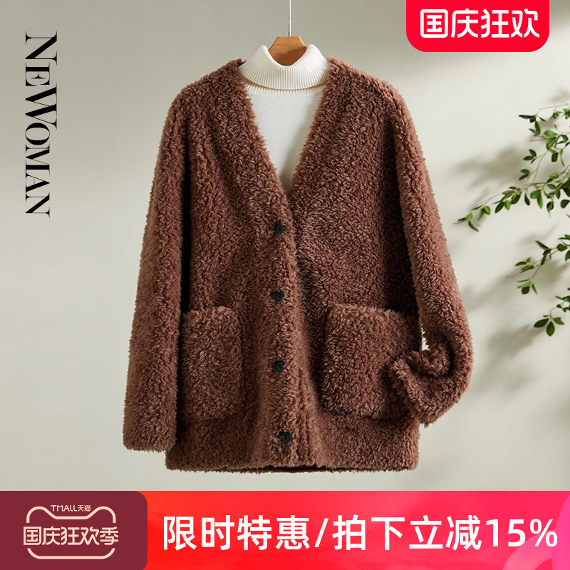 颗粒羊剪绒皮毛一体外套女皮草