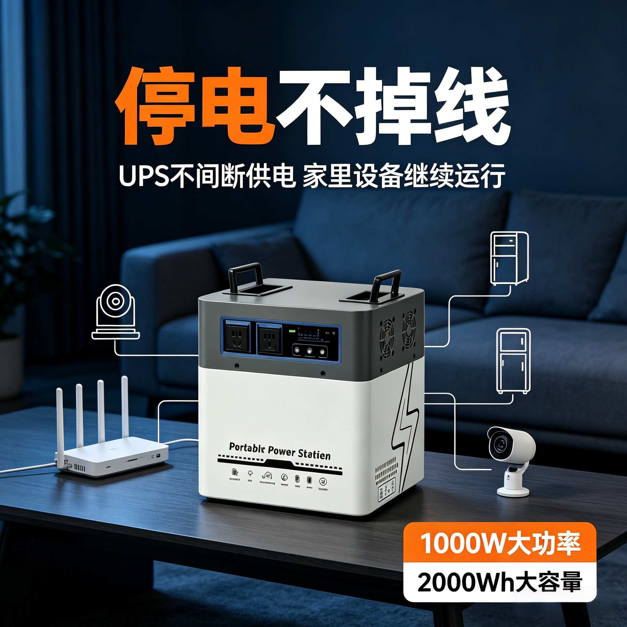 家用不间断UPS应急1000W2度电