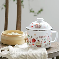 Bobao Emamel Ins Wind Wind Emale Cup Custed Lid Cup Cup Cup Cup Lard Cup можно нагреть