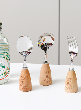 INS风家用可以站立的勺子叉子不锈钢餐精致甜品小勺子女