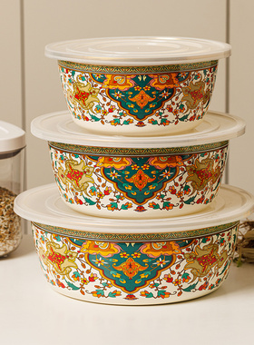 升级带保鲜盖 搪瓷盆洗菜盆大号马厨房和面盆家用高级食品级揉面