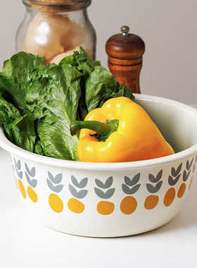 珐琅搪瓷盆和面醒面厨房家用食品级送保鲜盖揉面专用加厚备菜洗菜