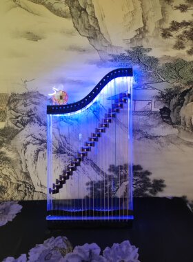 21弦迷你小古筝七彩夜光水晶透明古筝66厘米便携古筝