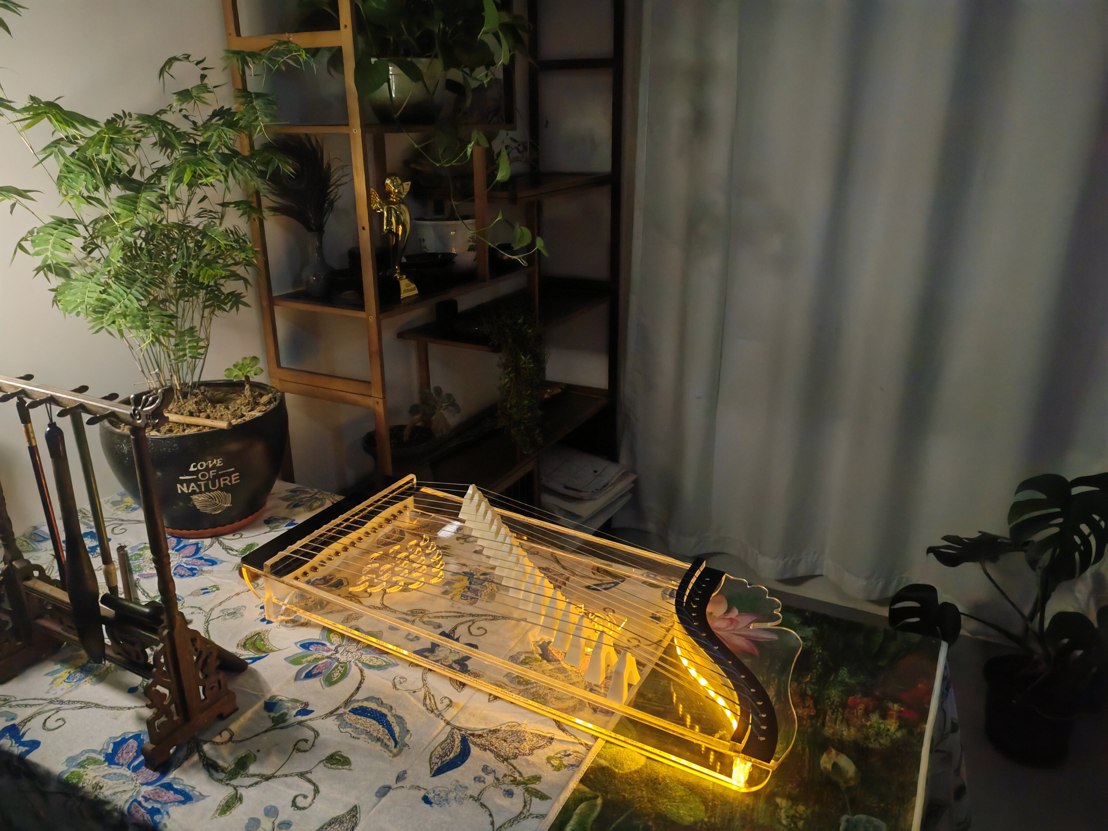 启蒙小筝水晶古筝指法练习兴趣培养神器夜光模式酷炫路演透明发光