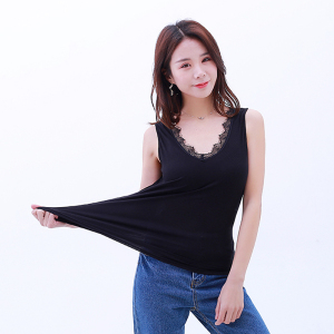 夏季新款棉睫毛蕾丝女修身小吊带