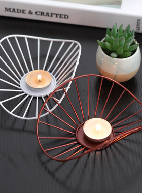 跨境贸易创意不规则铁艺烛台摆件镂空浪漫烛光晚餐家居饰品圣诞节