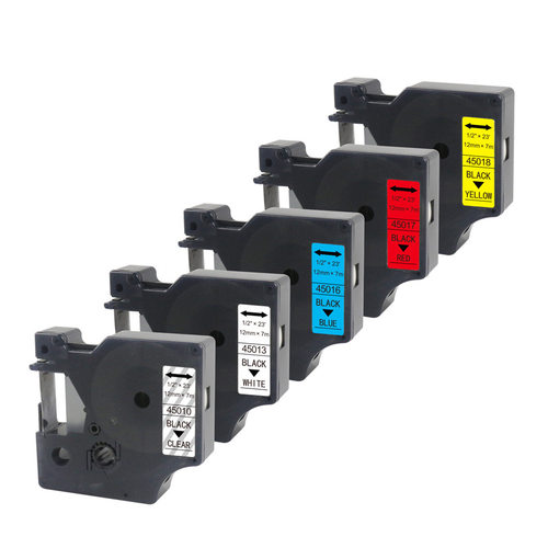 适用DYMO D1达美标签机色带12mm白底黑字45013/45018打印机标签纸