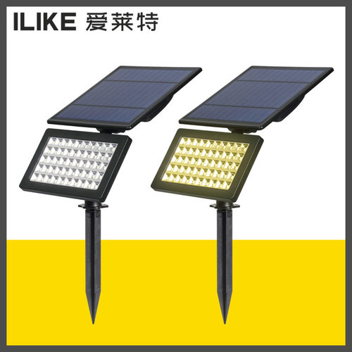 跨境太阳能草坪灯大功率50led灯泛光灯户外庭院灯地插灯户外防水
