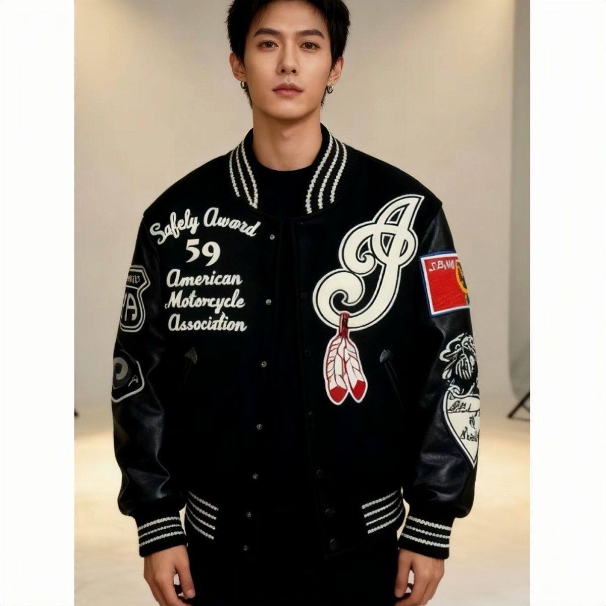 头号人物自主印第安人东洋棒球服vibe夹棉外套棉服cleanfit男短款