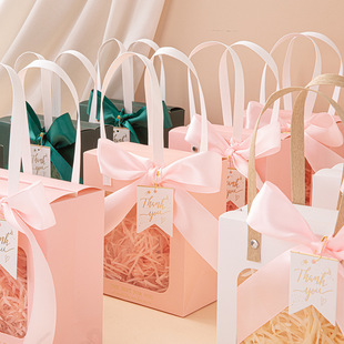 透明开窗袋手提袋高级感教师节女神节礼品袋精致蝴蝶结伴手礼袋子