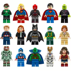 Complete Boxed Set of Marvel Superhero Avengers Minifigures: Superman, Thanos, Iron Man, Batman, Spider-Man Building Toys