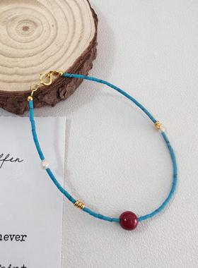 简约天然石小众纯银手链设计感优化松石新中式手串淡水珍珠串珠