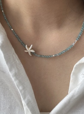 设计感波西米亚天然石项链度假风