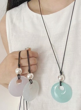 秋冬玛瑙新中式毛衣链简约长项链