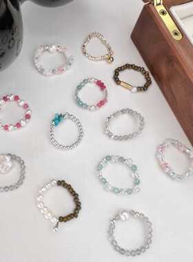 猫眼石水滴彩虹不掉色纯银指环