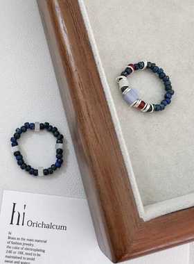 不对称弹力手工撞色戒指设计感